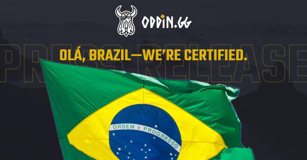 Oddin.gg graphic saying that they are certified to operate in Brazil