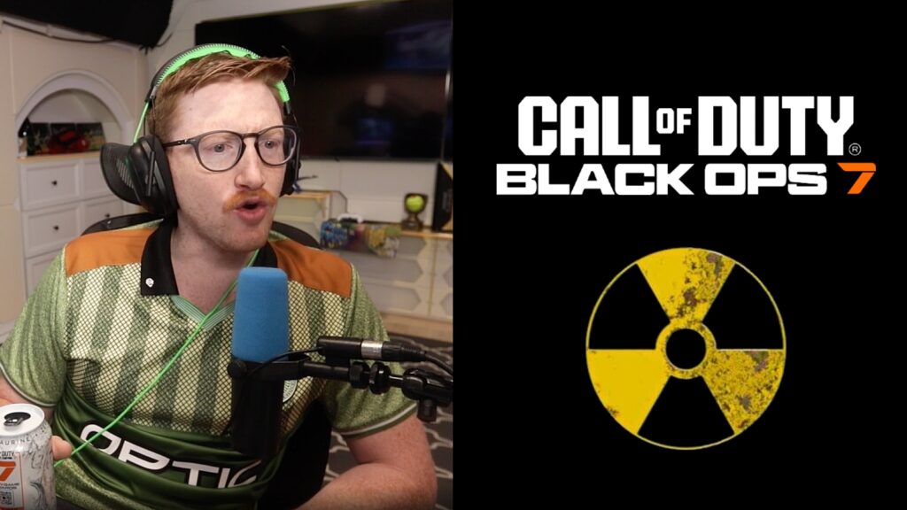 Side by side image of Scump with Black Ops 7 and tactical nuke symbol