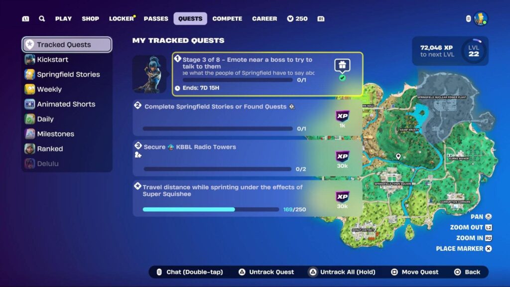 Fortnite in-game map