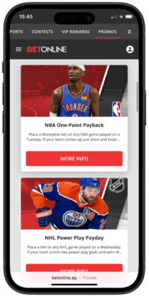 Mobile screenshot of the BetOnline US betting site