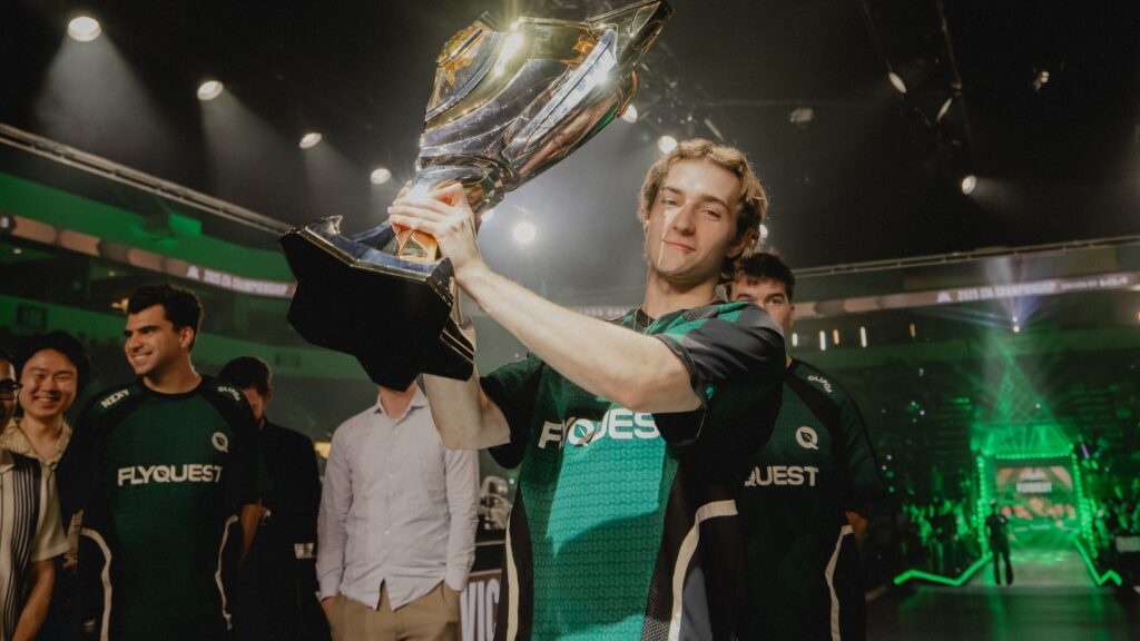 Busio lifting NA LTA trophy for FlyQuest