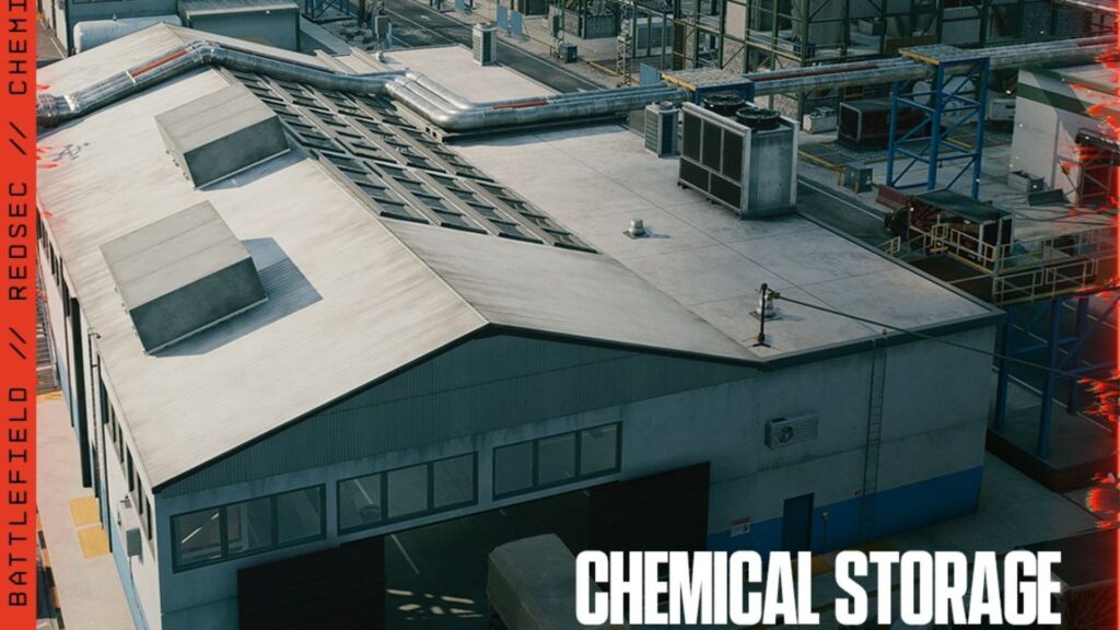 Industrial complex view of Chemical Storage zone in Battlefield REDSEC Fort Lyndon