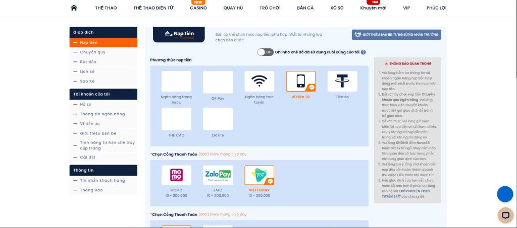 Chi tiết các bước thực hiện nạp vốn từ tài khoản Viettel Money