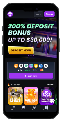 CoinCasino homepage featuring casino bonus and popular games