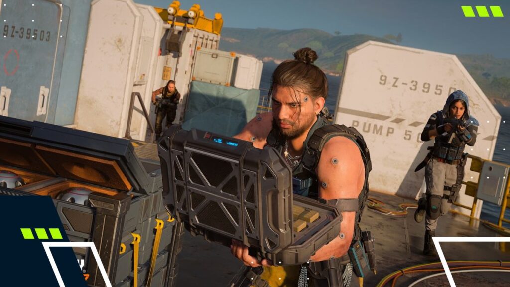 Black Ops 7 Operators completing an objective on a cargo platform during Double XP Weekend in December 2025.