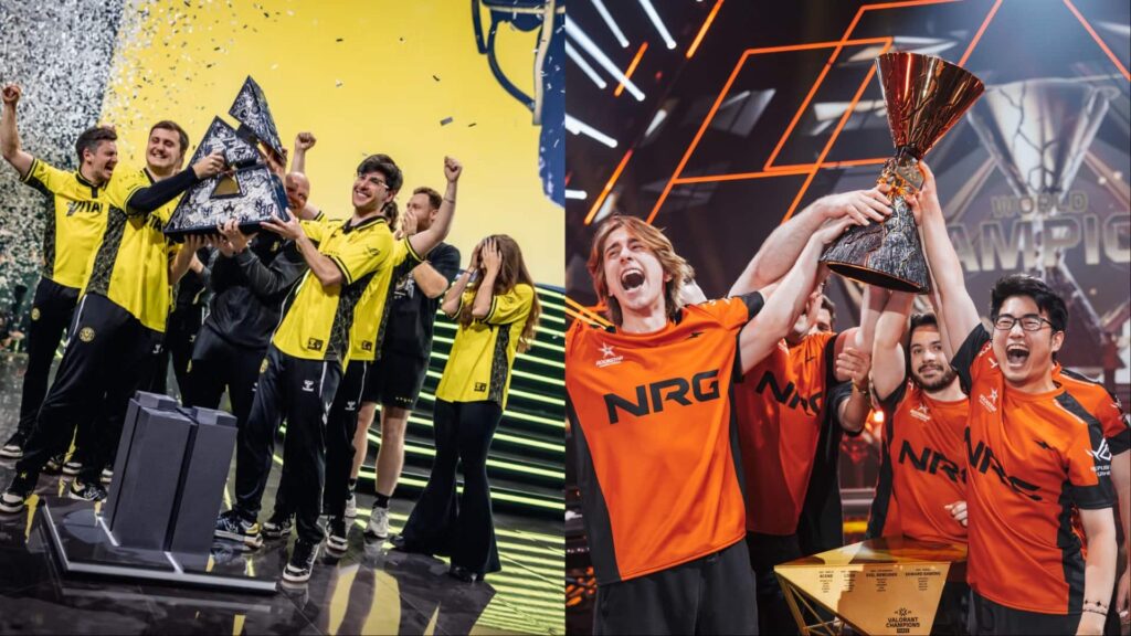 Team Vitality and NRG celebrate tournament victories in Counter-Strike 2 and VALORANT