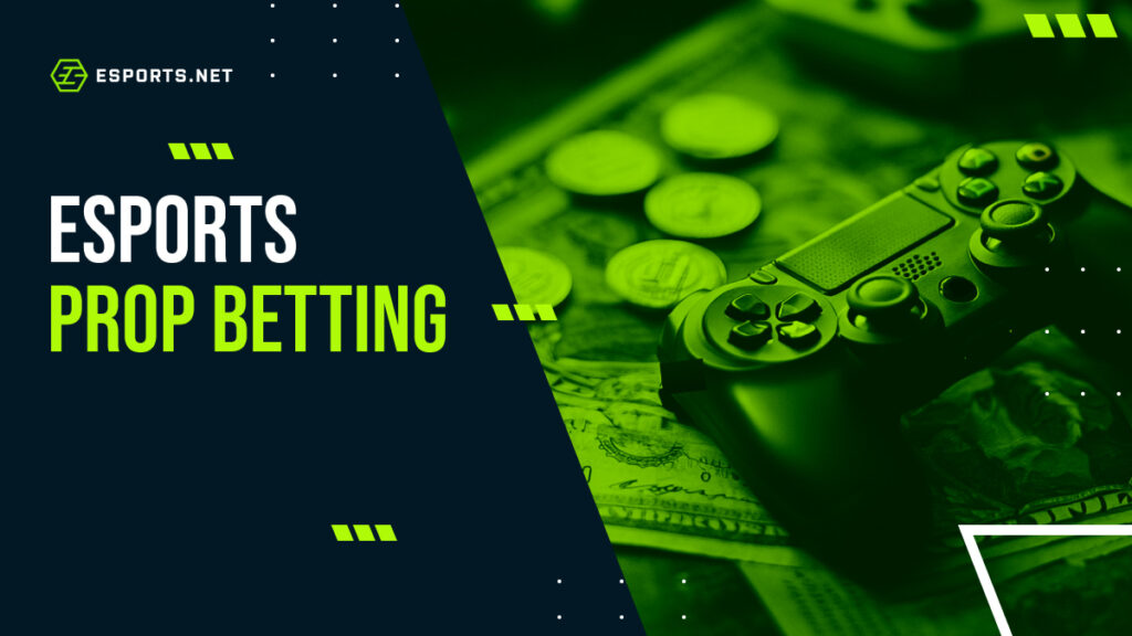 Esports prop betting concept with game controller and money.