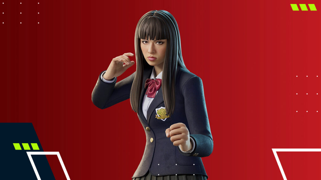 Gogo Yubari character outfit from Fortnite shown in her Kill Bill crossover style