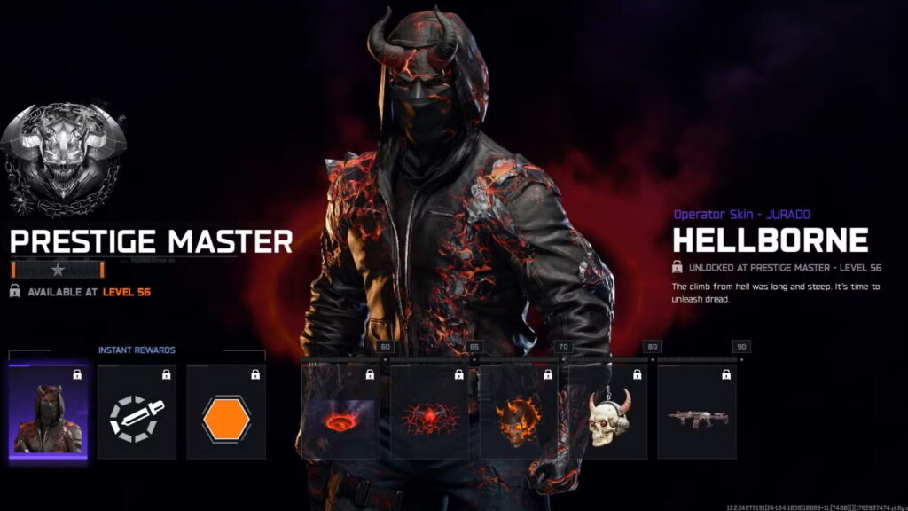 Hellborne Prestige Master skin displayed in Call of Duty: Black Ops 7 progression screen
