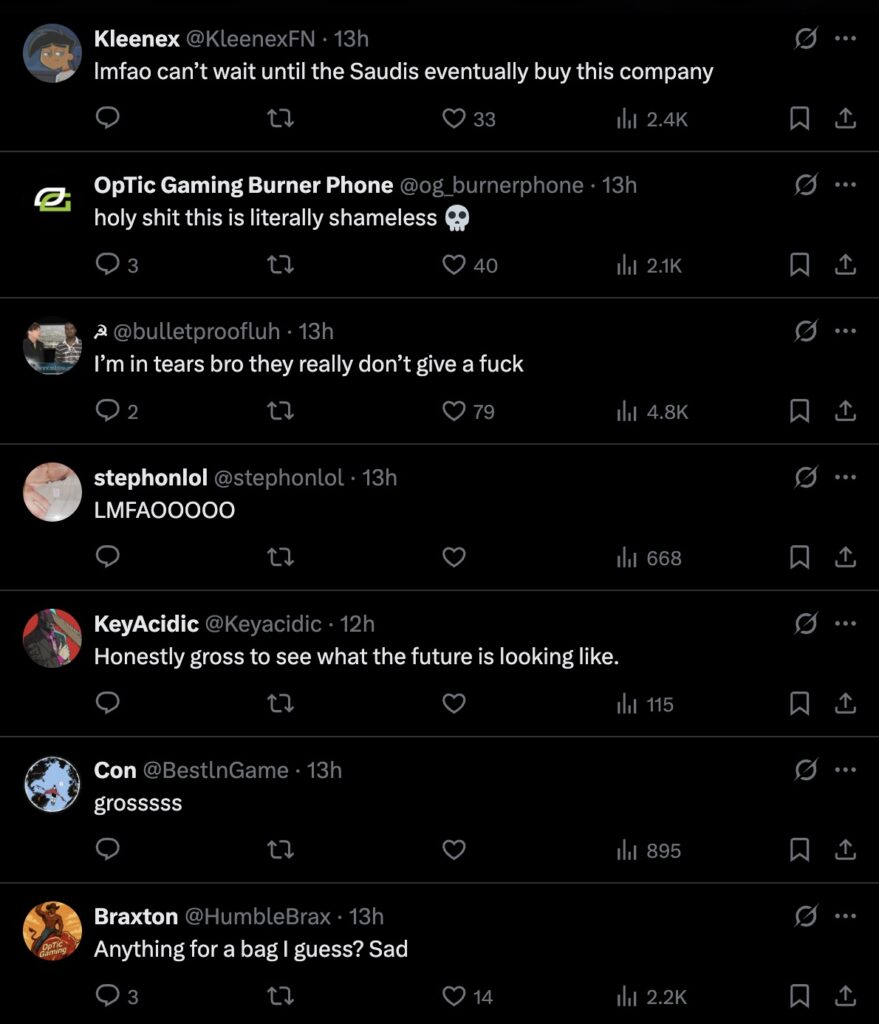 Posts against 100 Thieves Roobet CS team name announcement