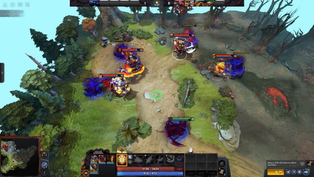 Spectre using Haunt in Dota 2 Turbo mode to attack multiple enemies across the map during a late-game fight.