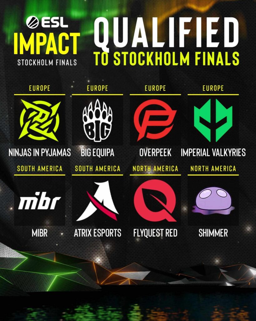 ESL Impact League Season 8 qualified female CS2 teams poster.