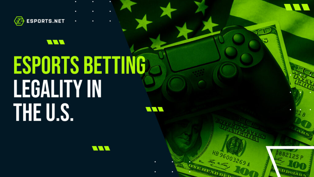 A game controller resting on U.S. dollar bills illustrating esports betting legality in the U.S