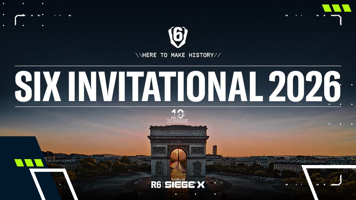 A promotional Six Invitational 2026 banner featuring the Arc de Triomphe at sunset with bold event lettering above it
