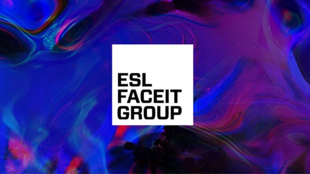 esl faceit group logo on psychedelic purple background