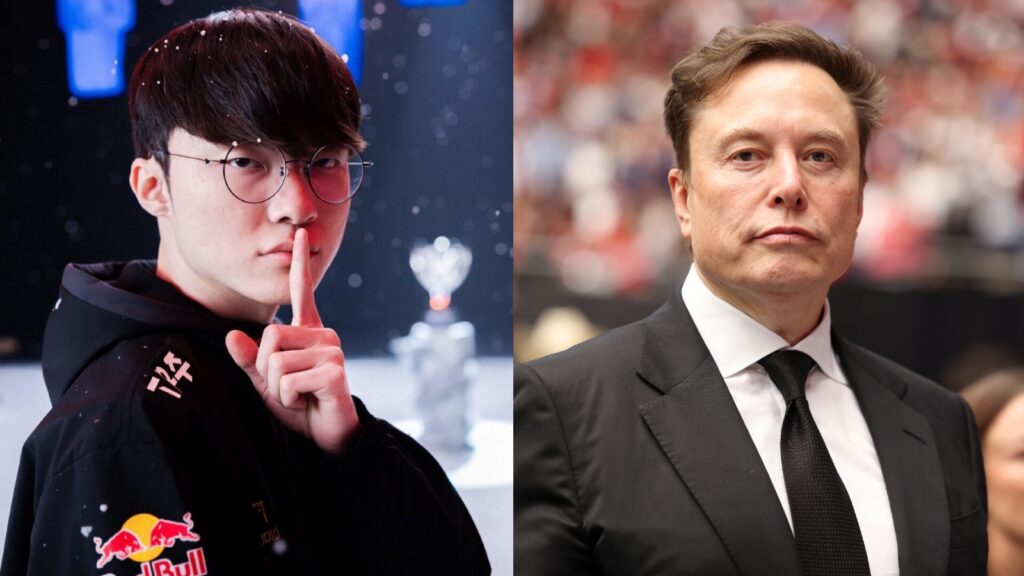 side by side image of faker and elon musk
