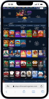 Online Casino Game - game lobby featuring a range of slots available to play with a $20 minimum deposit