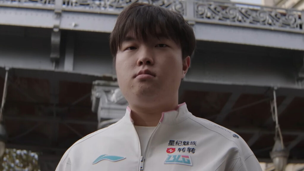 Esports player standing outdoors in team apparel