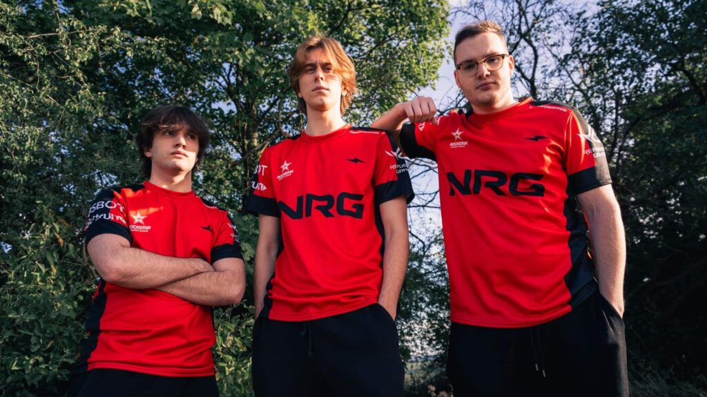 NRG players pose together in team jerseys