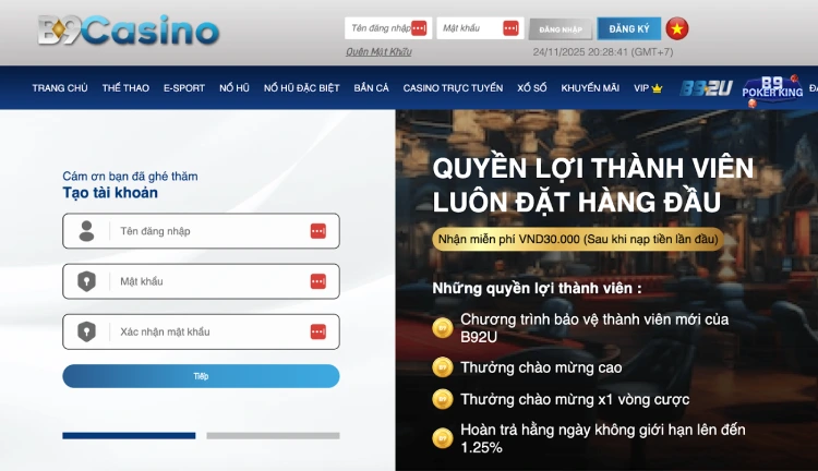 Đăng ký thành viên tại B9Casino để chơi baccarat trực tuyến
