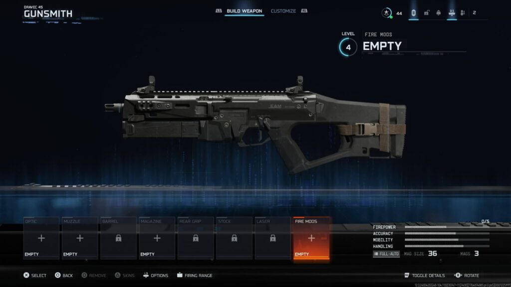 A detailed side profile of the Dravec 45 appears in the gunsmith screen in Black Ops 7