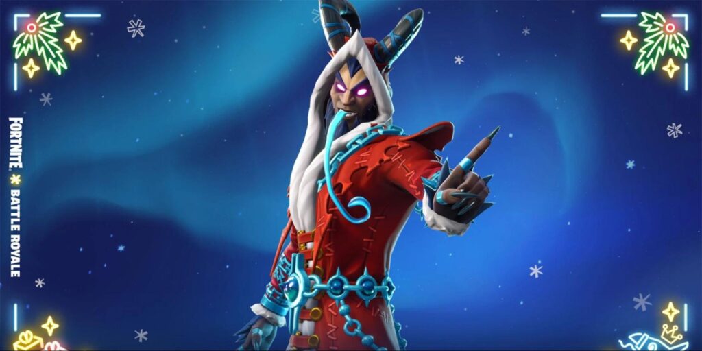 Krampus Christmas skin striking a menacing pose in Fortnite