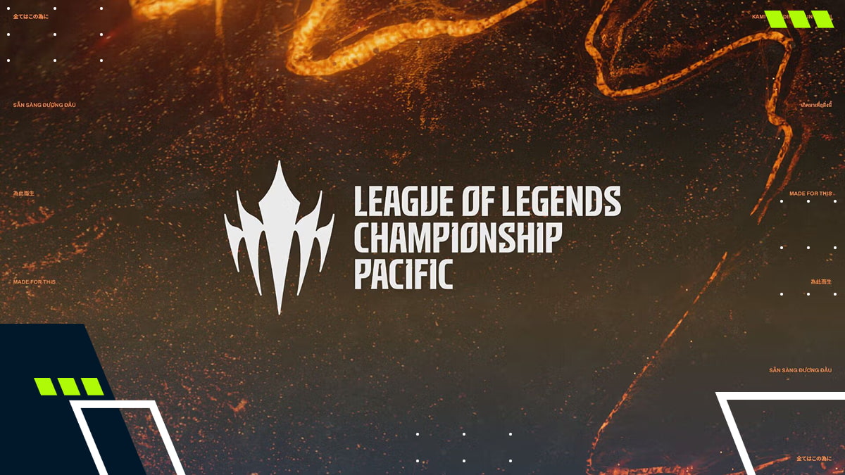The League of Legends Championship Pacific logo displayed on a fiery background in League of Legends
