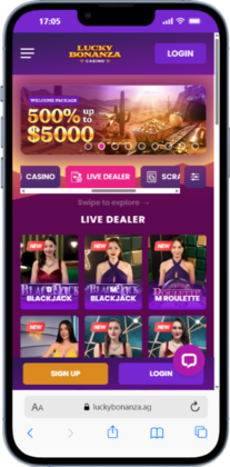 Screenshot of Lucky Bonanza safe live casino lobby