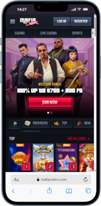 Screenshot of the Mafia Casino online in Canada