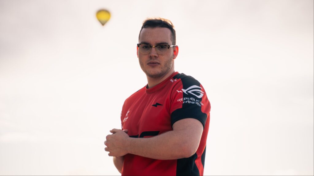 NRG brawk posing in team jersey during the VALORANT VCT 2025 season