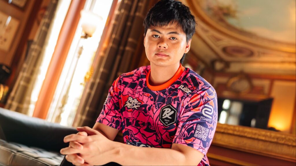 A Paper Rex Initiator player posing in team jersey during the VALORANT VCT 2025 season
