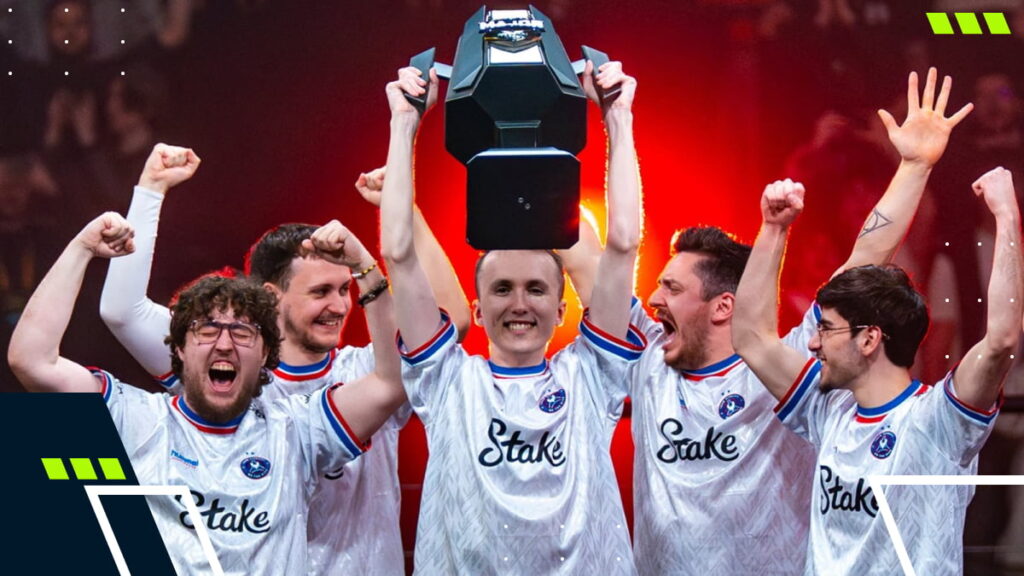 Team Vitality lifting a trophy during a Counter-Strike 2 event