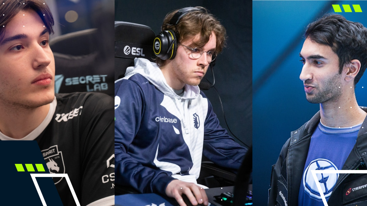 Three professional players representing top offlane talent in competitive Dota 2 esports