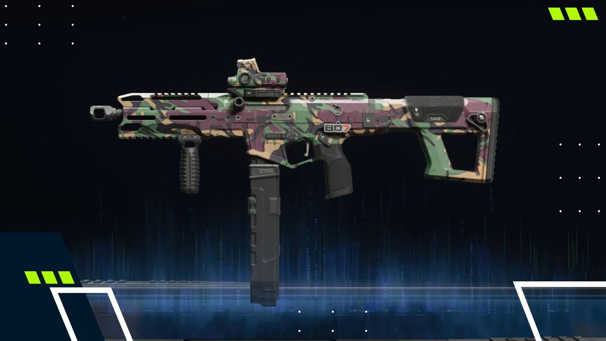 A Ryden 45K with a bright camo finish is displayed against a dark tech backdrop in Black Ops 7.