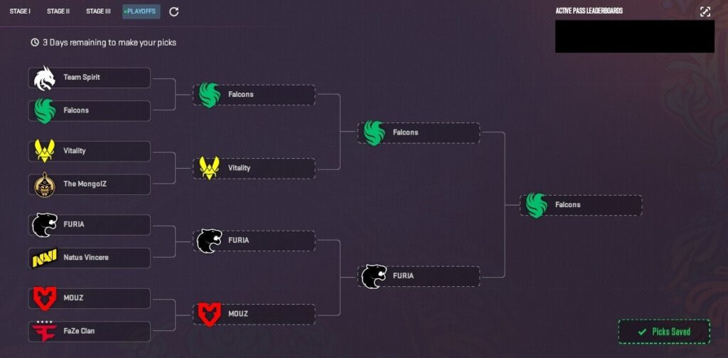 Selection of CS2 Budapest Major 2025 pickem selections