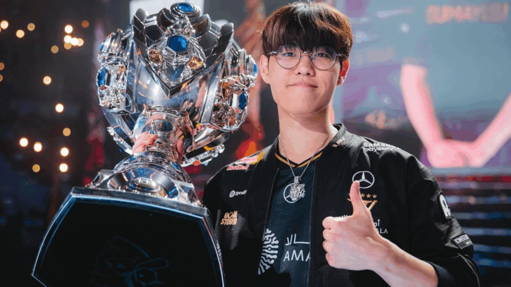 Oner with worlds trophy