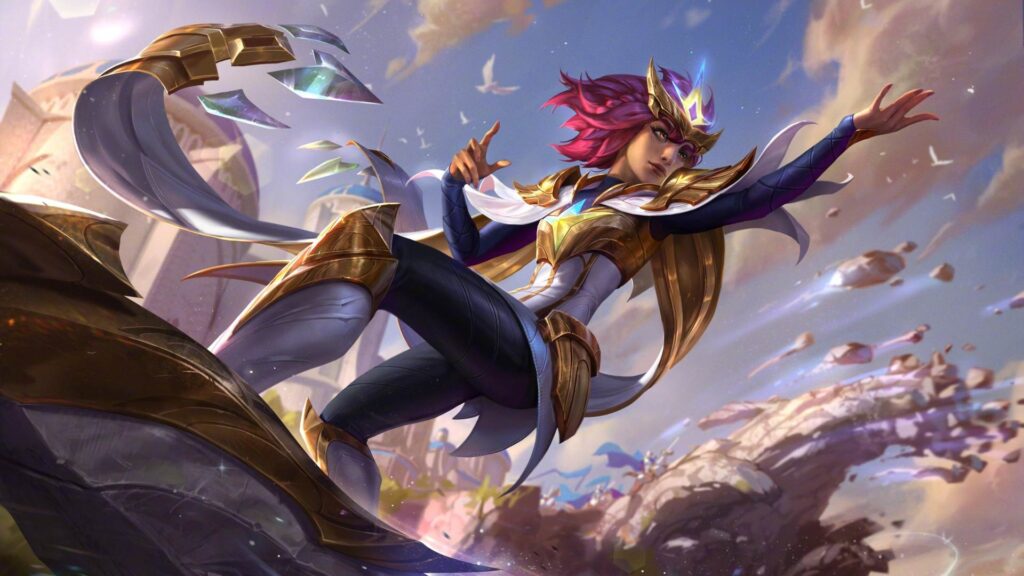 League of Legends splash art showing Soraka in a celestial-themed skin, representing the Splash Art mode in LoLdle.