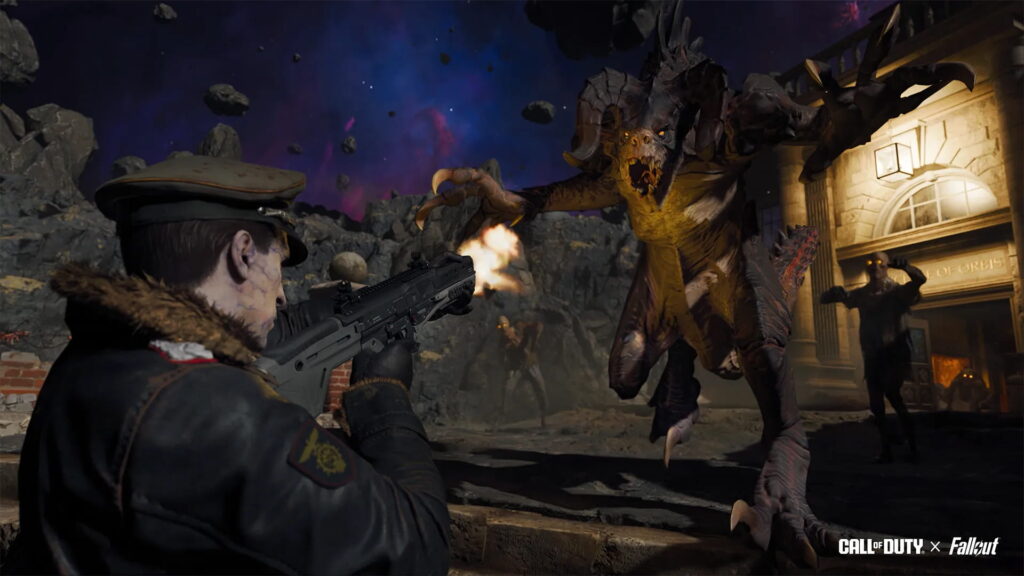 Deathclaw encounter during a Fallout-themed event in Call of Duty Black Ops 7
