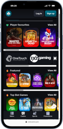 Mobile screenshot of Coin Casino with Ethereum game options