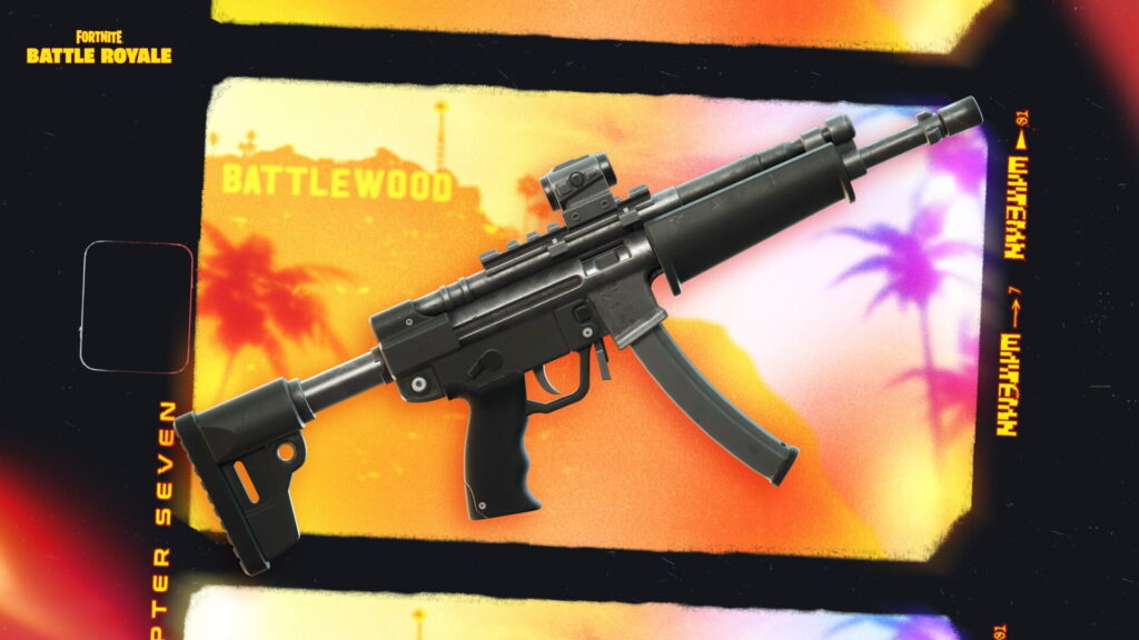 A compact submachine gun with a curved magazine appears in Fortnite Battle Royale