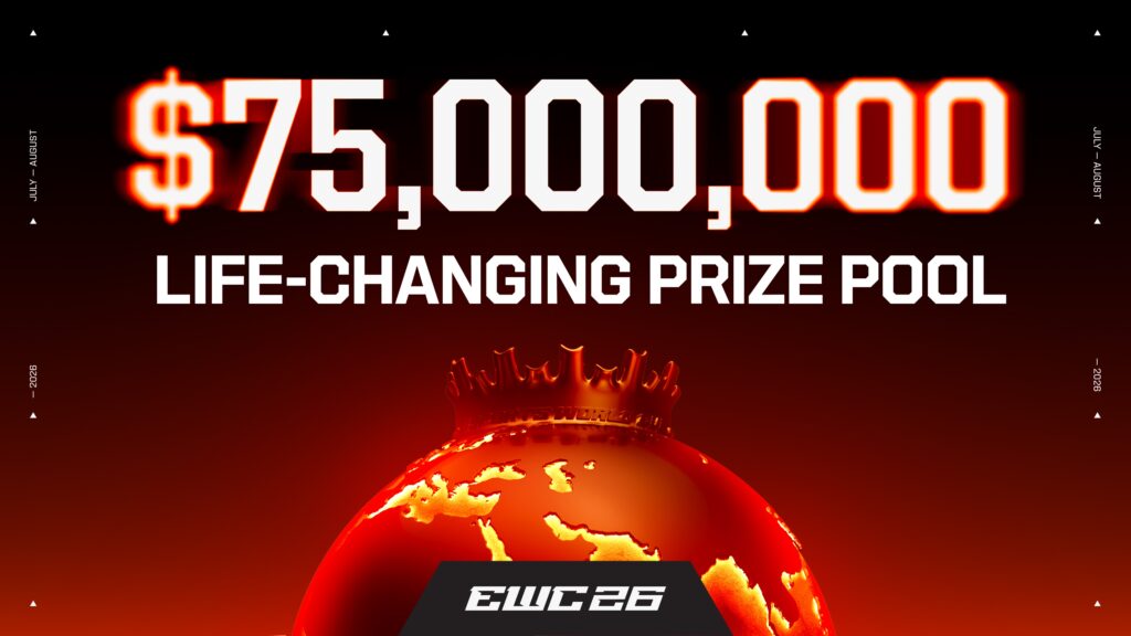 esports world cup 75 million dollar prize pool graphic