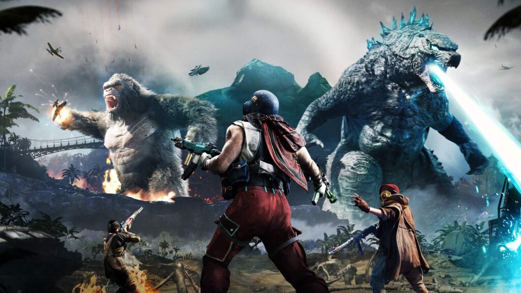 Call of Duty Warzone scene with players facing Godzilla and King Kong during the Monsterverse crossover