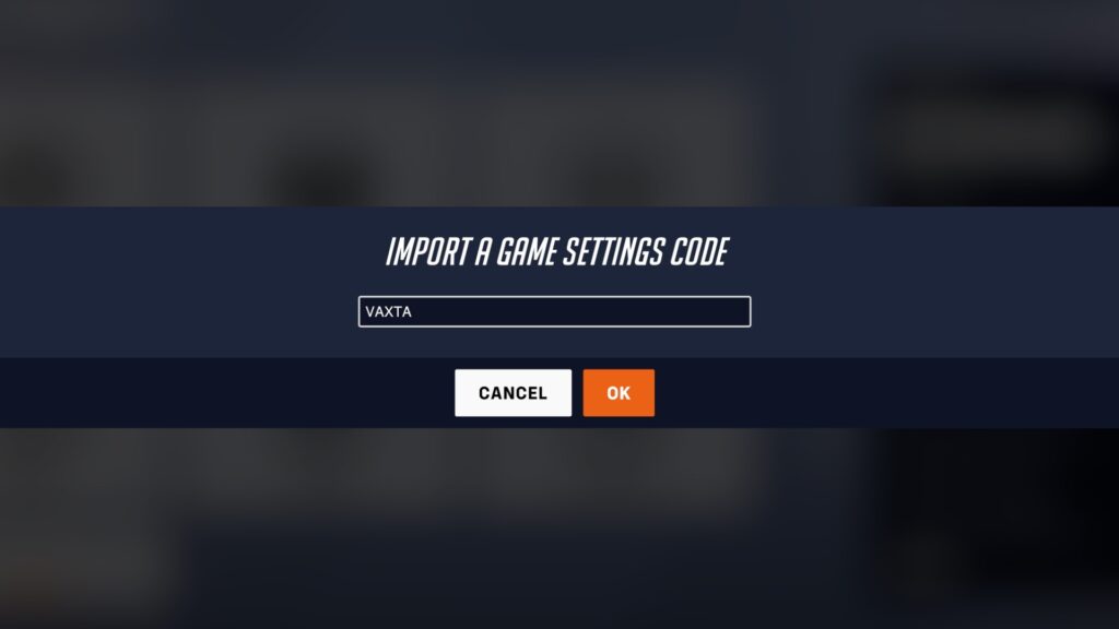 Overwatch 2 custom game menu showing the import screen with the VAXTA Workshop code entered