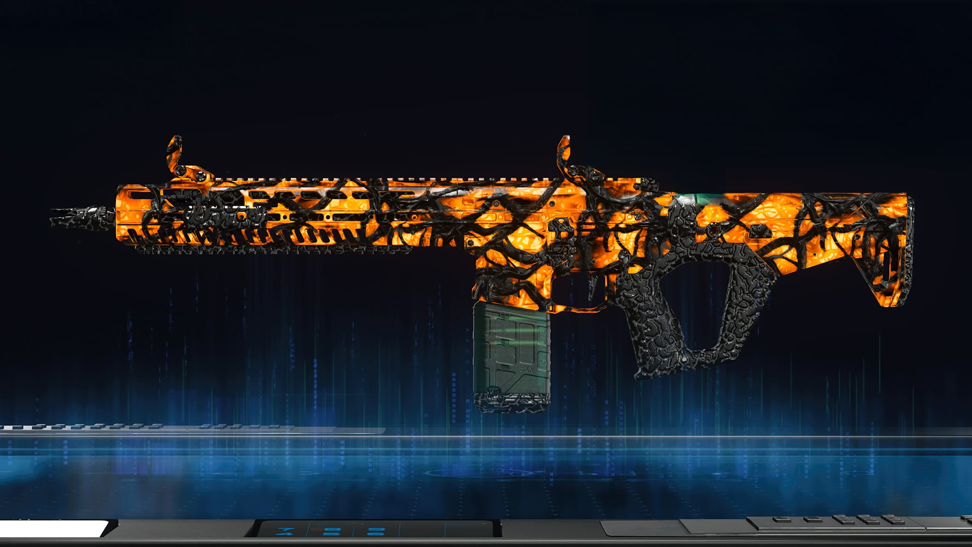 The weapon shown is the Infestation skin, available in the Zombies mode of Call of Duty: Black Ops 7