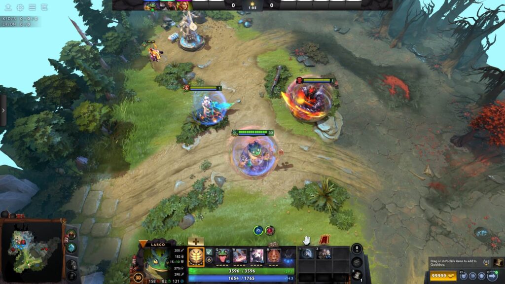 Largo benefiting from Aghanim’s Shard buffs while supporting allies in Dota 2