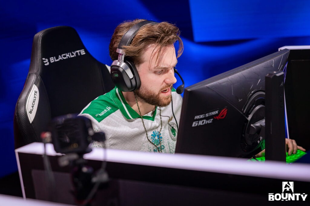 A Counter-Strike 2 player from Team Falcons competes on stage