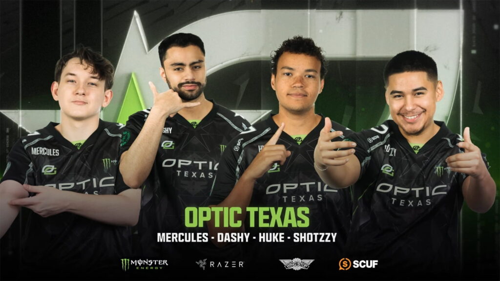 OpTic Texas players posing in official jerseys