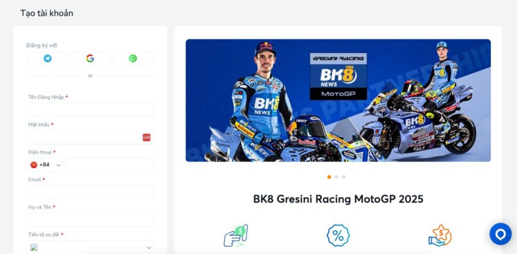 Tạo tài khoản bắn cá chính chủ tại nhà cái BK8 