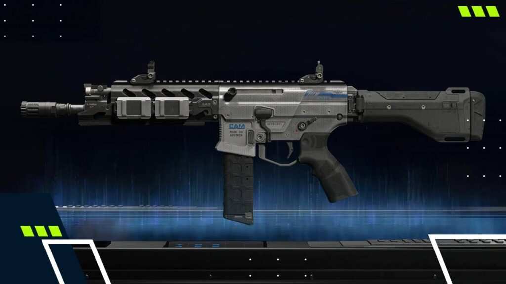 Side view of the Peacekeeper Mk1 assault rifle in Black Ops 7 highlighting a top long-range loadout with optimized attachments for accuracy, handling, and sustained firefights.