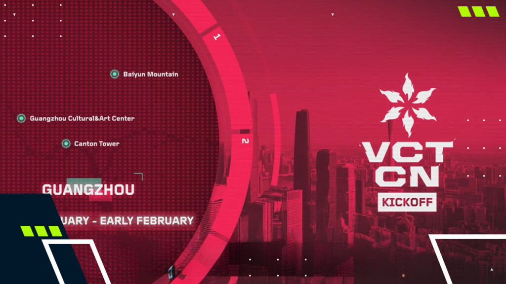VCT China Kickoff 2026 graphic highlighting Guangzhou as the VALORANT host city